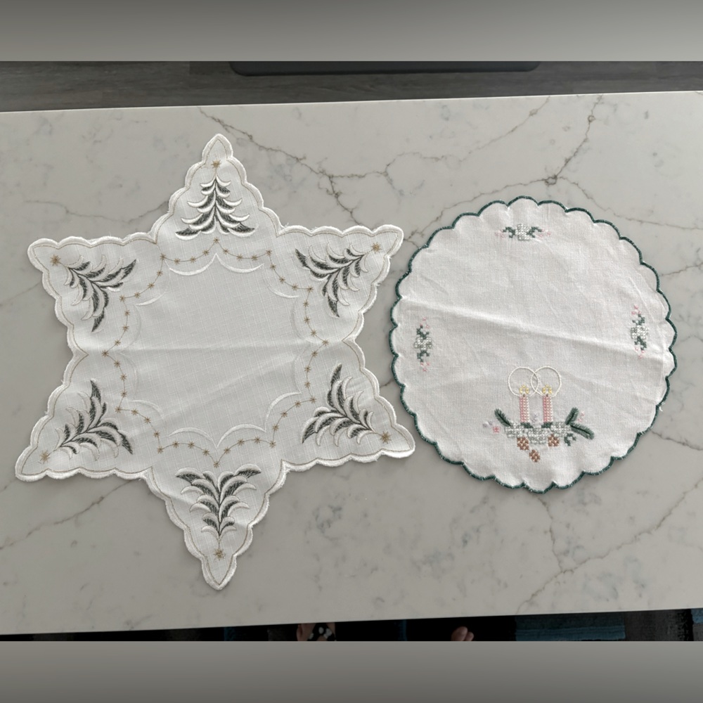 Holiday Stitched Doilies